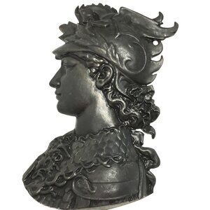 Vintage Cast Aluminum Greek Roman Wall Plaque Athena Minerva Regency Decor MCM